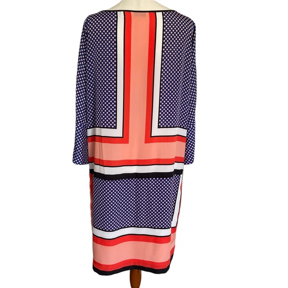 COUNTRY ROAD Sz10 blue, red and white 3/4 sleeve dress with zipper details 🥇 - Picture 6 of 10